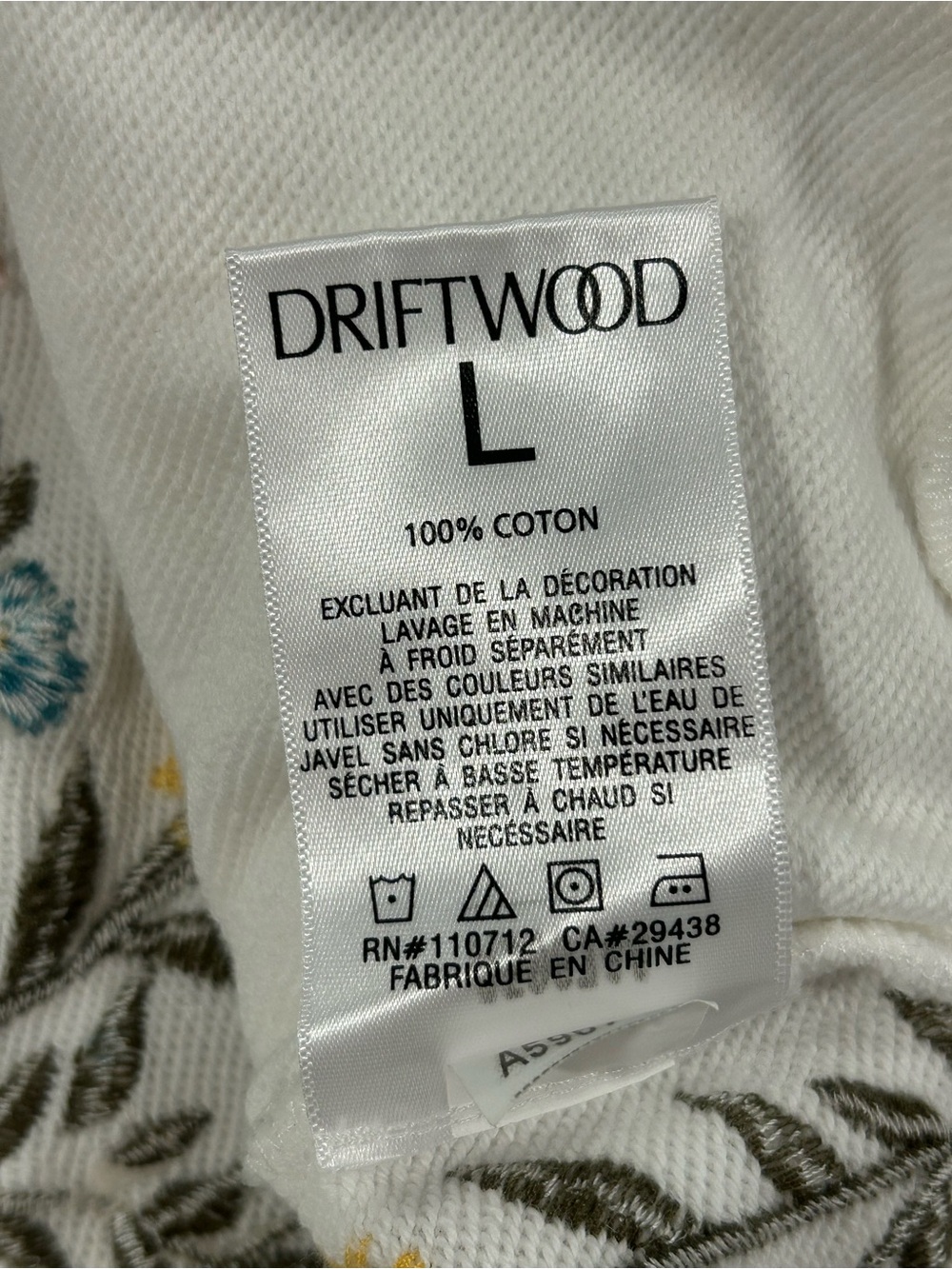 Driftwood White Zip Up Hoodie with Floral Embroidery - Sunny Garden - Picture 4 of 13